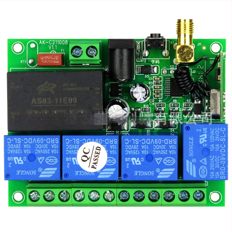 AC100-250V 4 csatornás 433 vezeték nélküli ReMote vezérlőkapcsoló multifunkciós hátsó lemezes daru távirányító 2000M ReMote