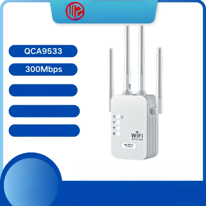 Četru antenu Wifi bezvadu tīkla paplašinātājs/300M signāla pastiprinātājs ērtai visas mājas pārklājumam bez mirušajām zonām caur sienām