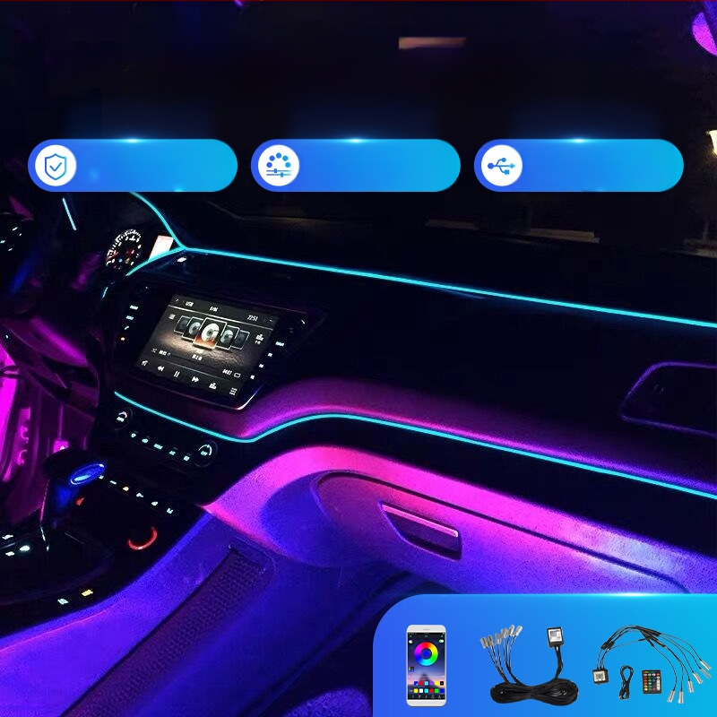 Φως περιβάλλοντος αυτοκινήτου, φωτισμός περιβάλλοντος οπτικών ινών αυτοκινήτου, φως οπτικών ινών αυτοκινήτου, ουδέτερο φως μουσικής LED, διακοσμητικό φως αυτοκινήτου οπτικών ινών