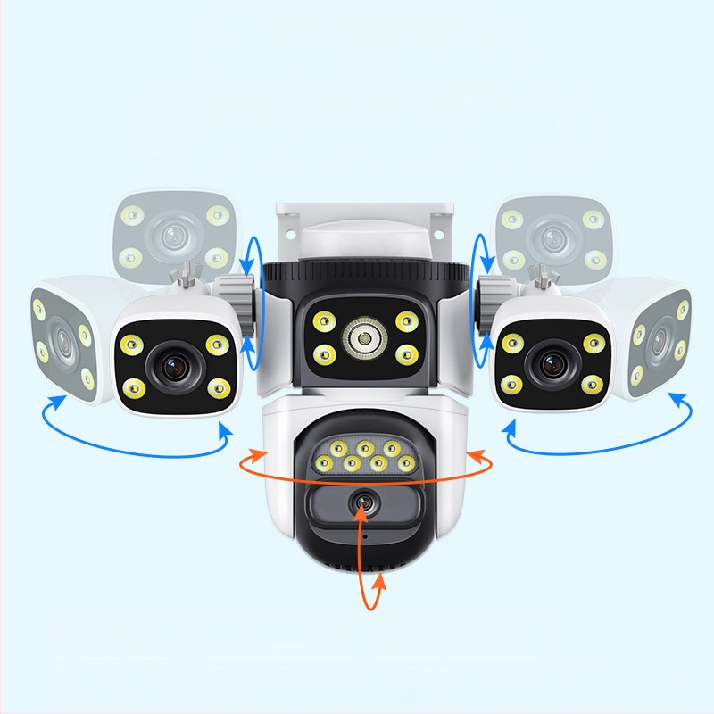 Gamyklinis tiesioginis belaidis „WiFi“ trijų akių pistoleto rutulinio sujungimo stebėjimo kamera lauko dvigubai kamerai, laisvo srauto, atspari vandeniui lauko sąlygomis