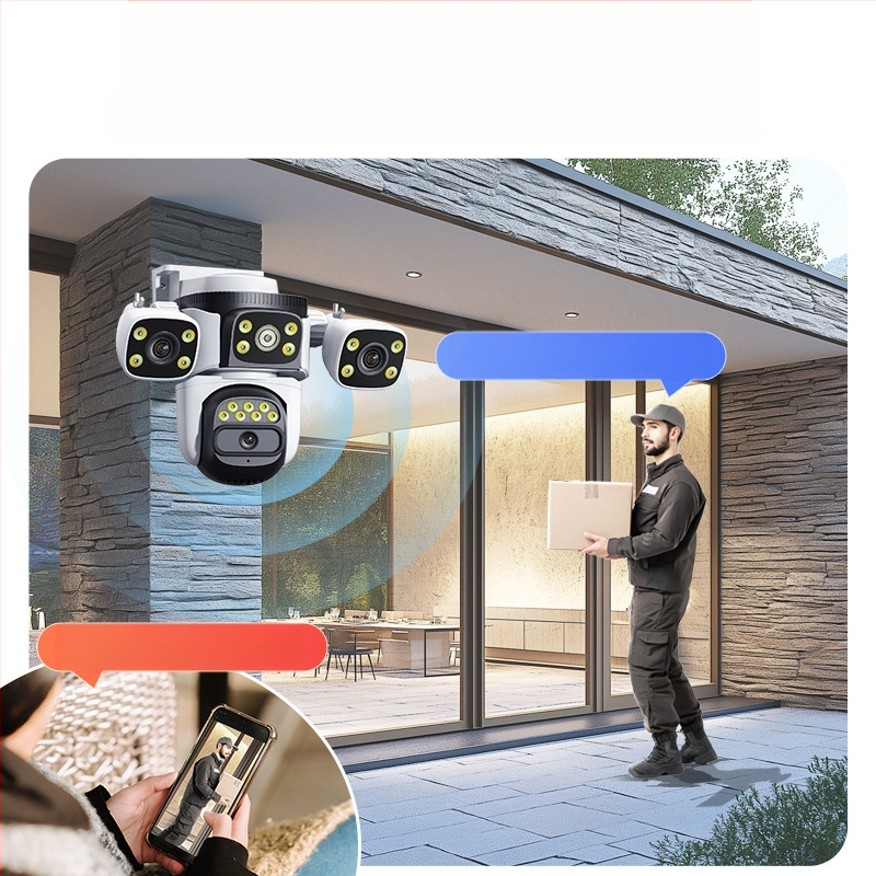 Gamyklinis tiesioginis belaidis „WiFi“ trijų akių pistoleto rutulinio sujungimo stebėjimo kamera lauko dvigubai kamerai, laisvo srauto, atspari vandeniui lauko sąlygomis