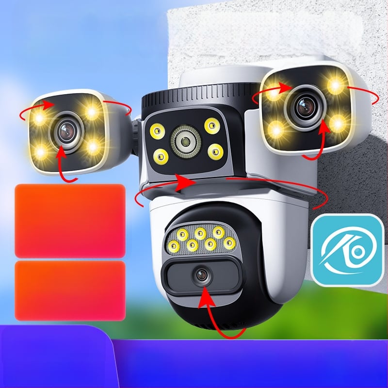 Gamyklinis tiesioginis belaidis „WiFi“ trijų akių pistoleto rutulinio sujungimo stebėjimo kamera lauko dvigubai kamerai, laisvo srauto, atspari vandeniui lauko sąlygomis