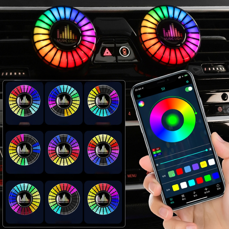 Piiriülene auto aroomiteraapia õhu väljalaskeava atmosfäärivalgus Hääljuhtimisega pikapivalgustus autosisene nutika rakenduse juhtimine rütmivalgustus