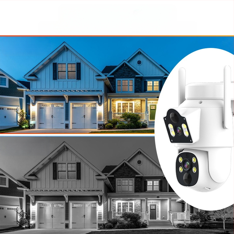 Διόφθαλμη ηλιακή κάμερα παρακολούθησης εξωτερικού χώρου χαμηλής ισχύος, αδιάβροχη ασύρματη κάμερα παρακολούθησης Wifi, πλήρες χρώμα HD