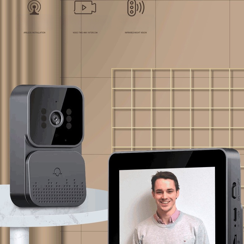 M10 bezvadu video durvju zvans ar 4,3 collu displeju, viedā divvirzienu domofona sistēma, video novērošana, pārrobežu izvēle