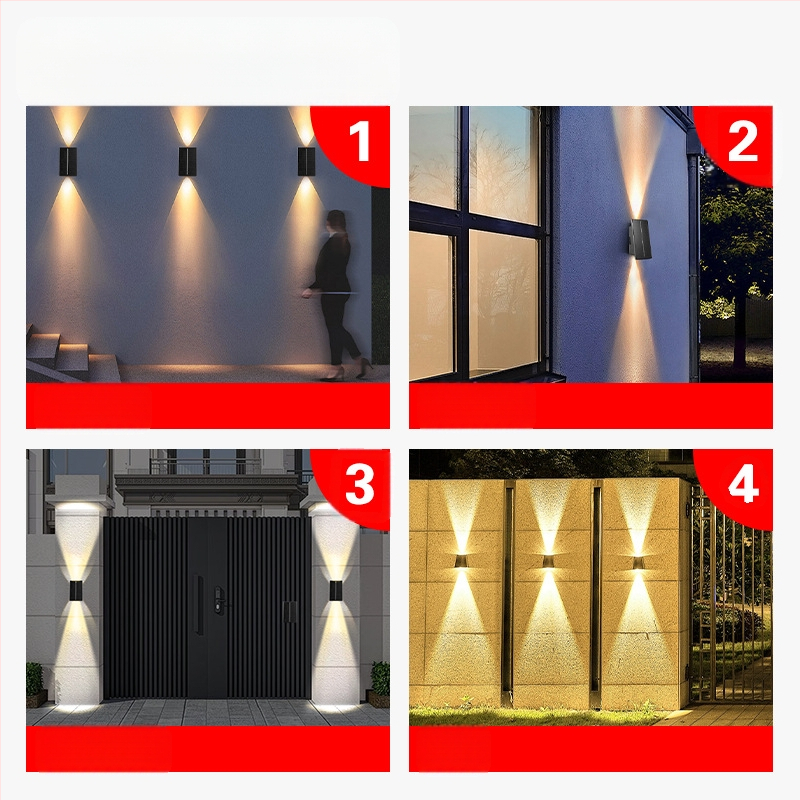 Piiriülene hulgimüük päikeseenergial töötavate välisseinavalgustite osas koduseks kasutamiseks, välisterrassi aia seina dekoratiivvalgustid, üles- ja allapoole suunatud valgustusega seinavalgustid