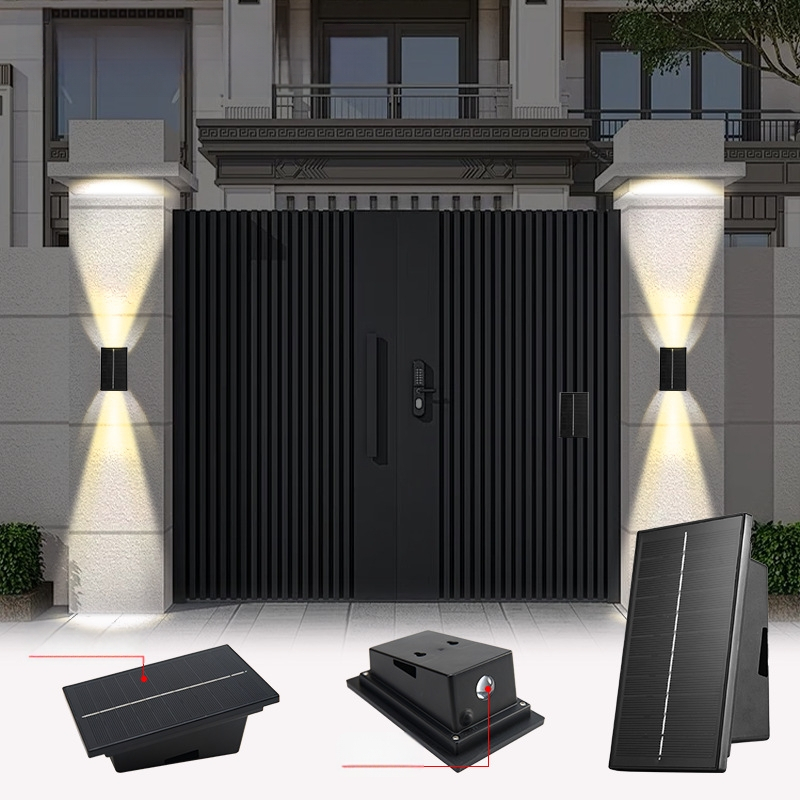 Piiriülene hulgimüük päikeseenergial töötavate välisseinavalgustite osas koduseks kasutamiseks, välisterrassi aia seina dekoratiivvalgustid, üles- ja allapoole suunatud valgustusega seinavalgustid