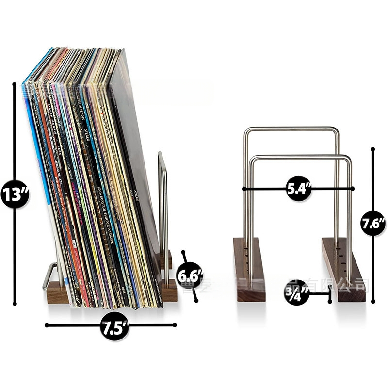 Ameerika retro puidust vinüülplaadialus CD-alus vanade plaatide hoiustamise alus rauast plaadialus