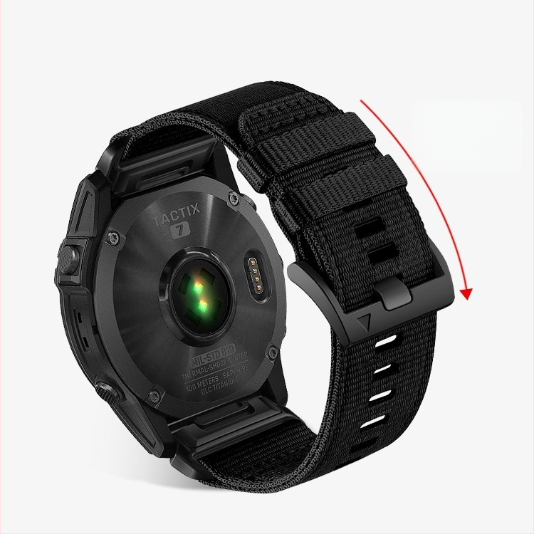 Jiaming Бързо сваляща се найлонова платнена каишка за Garmin Thai Iron Tactix7pro Watch Strap 26mm на склад