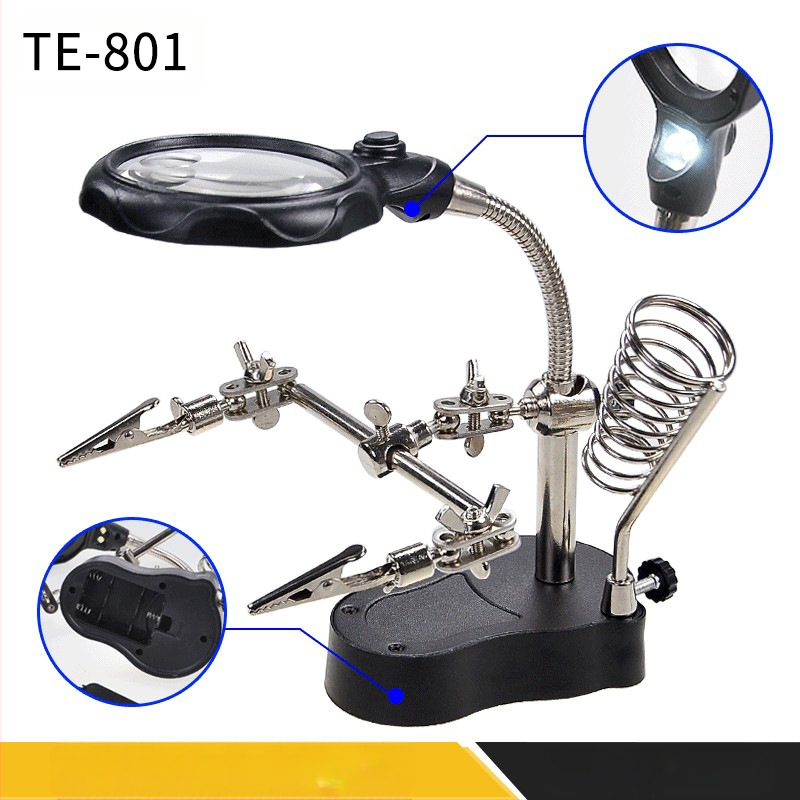 Didinamojo stiklo įrankių stalas su apšvietimu, Aparatūros įrankiai, Mobiliojo telefono pagrindinė plokštė, Skaitmeninės įrangos remontas, Pagalbinis spaustukas su LED