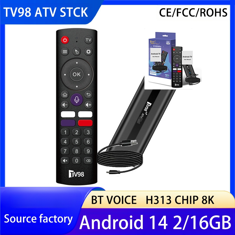 TV98 ATV 8K PRO digiboks Android14 väliskaubanduse teleriboks Quanzhi H313 hääljuhtimispult Y10