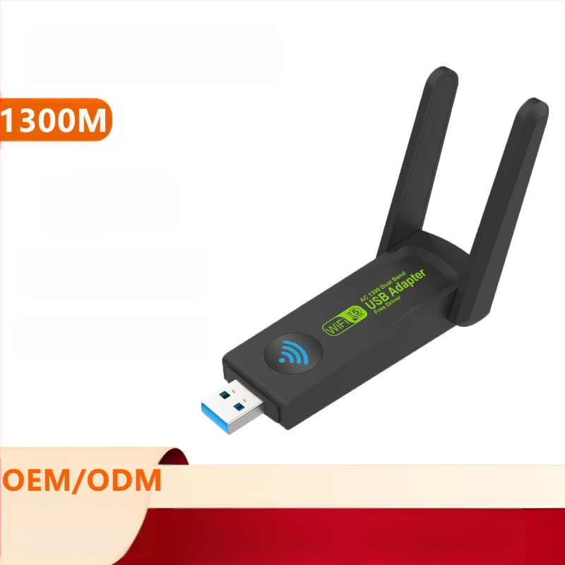 Placă de rețea wireless de 1300 m, fără driver, Gigabit Dual-Band, receptor USB pentru desktop, transmițător Wifi, compatibilitate completă cu rețeaua