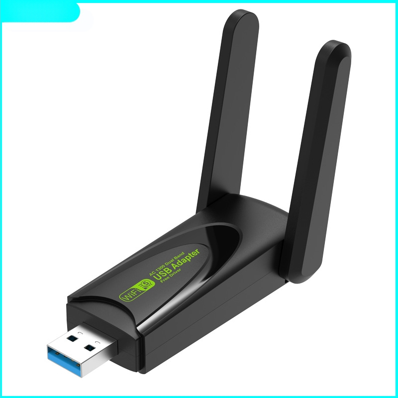 Placă de rețea wireless de 1300 m, fără driver, Gigabit Dual-Band, receptor USB pentru desktop, transmițător Wifi, compatibilitate completă cu rețeaua
