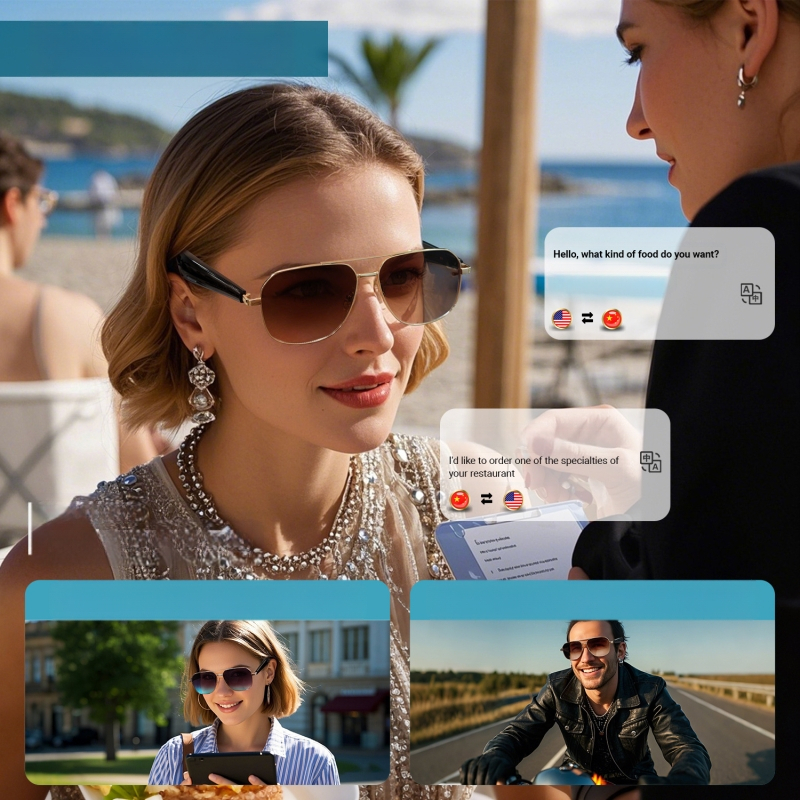 Ai tõlke nutikad Bluetooth-audioprillid kaugjuhtimispuldiga kaamera Gy100 spordimoodne stiilne UV-vastane uus stiil