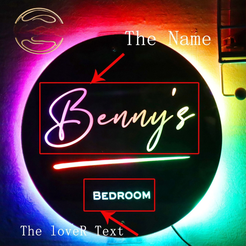 Temu Xiyin - Személyre szabott, világító, névvel ellátott, kerek tükörlámpa, személyre szabott éjjeliszekrény-díszek, függővilágítás