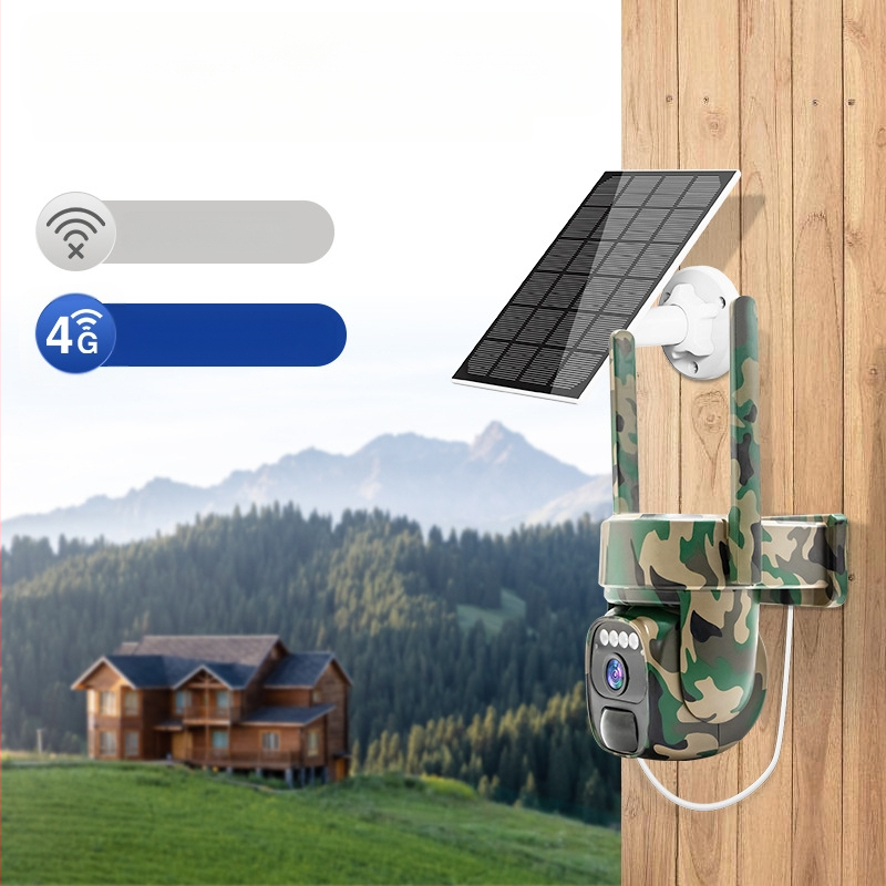 Mājas saules novērošanas kamera ar mobilo tālruni, tālvadības HD panorāmas nakts redzamības āra ūdensizturīga bezvadu kamera