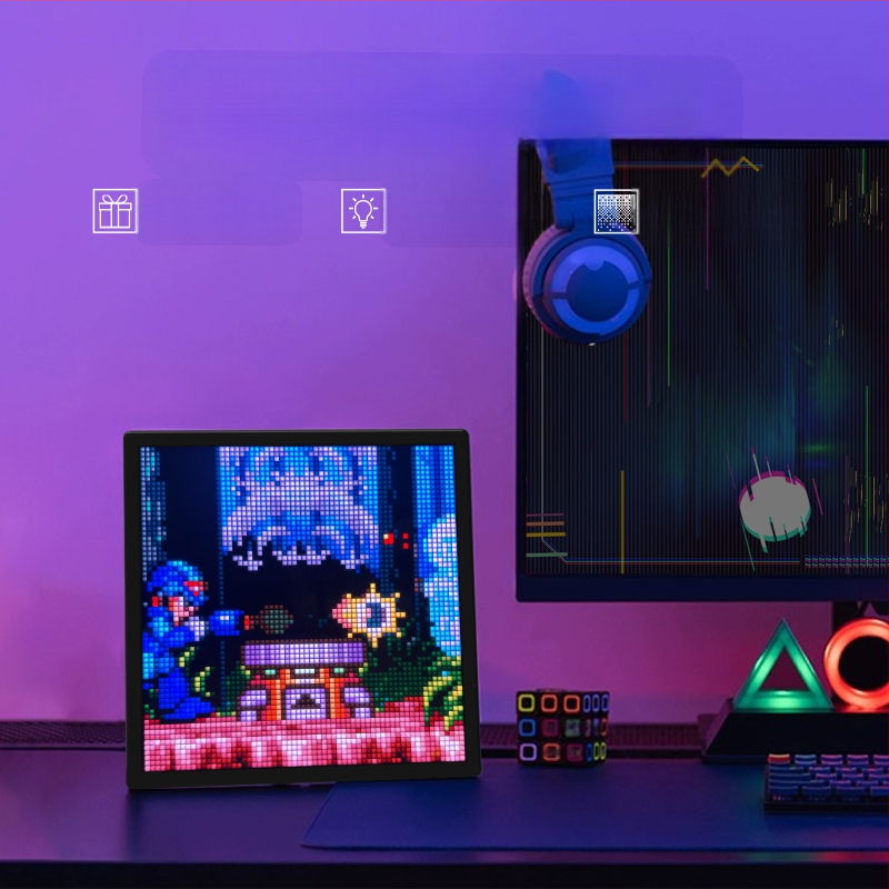 64 * 64 pikselių ekrano žadintuvas, „pasidaryk pats“ darbalaukio kūrybinis dekoratyvinis ornamentas, praktiška išmanioji LED atmosfera, gimtadienio dovana