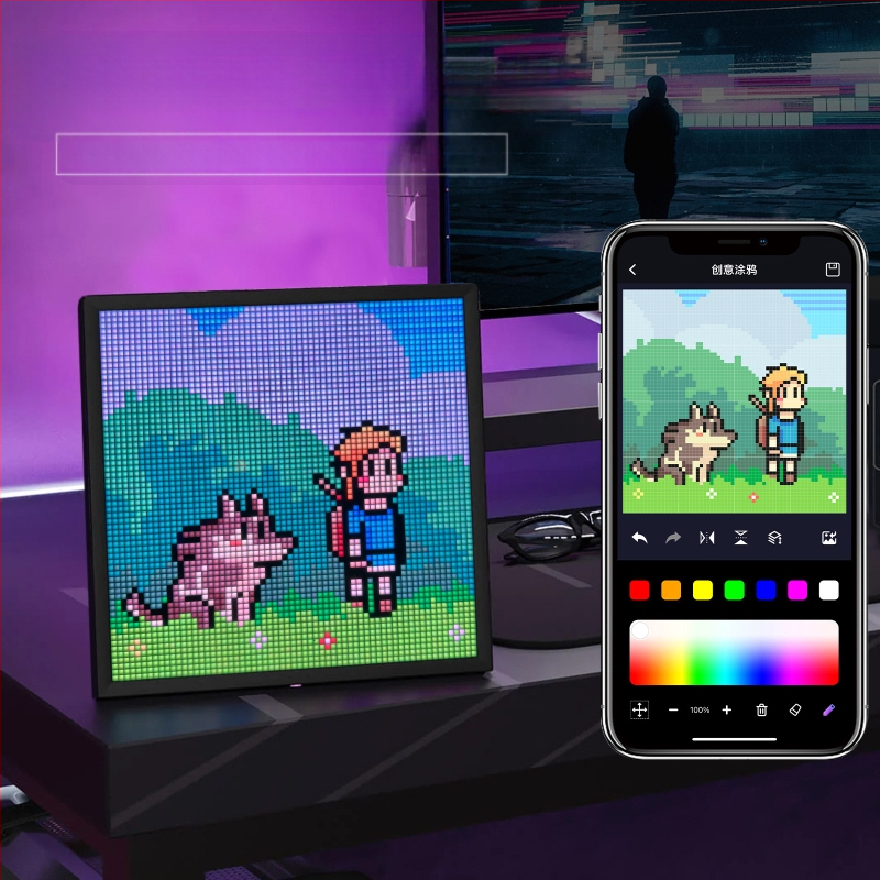 64 * 64 pikselių ekrano žadintuvas, „pasidaryk pats“ darbalaukio kūrybinis dekoratyvinis ornamentas, praktiška išmanioji LED atmosfera, gimtadienio dovana