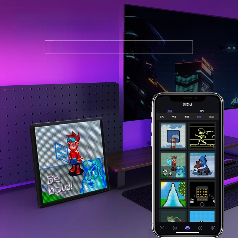 64 * 64 pikselių ekrano žadintuvas, „pasidaryk pats“ darbalaukio kūrybinis dekoratyvinis ornamentas, praktiška išmanioji LED atmosfera, gimtadienio dovana