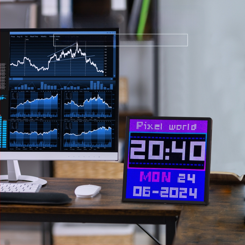 64 * 64 pikselių ekrano žadintuvas, „pasidaryk pats“ darbalaukio kūrybinis dekoratyvinis ornamentas, praktiška išmanioji LED atmosfera, gimtadienio dovana