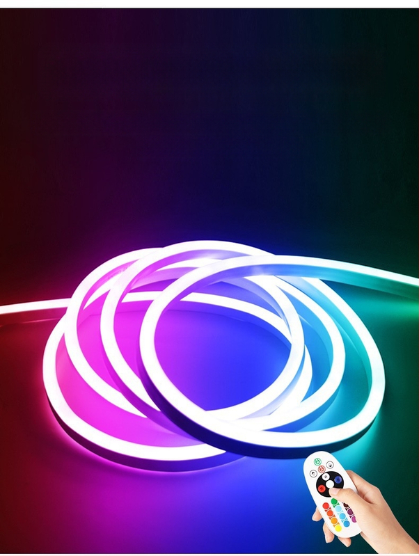 RGB neoninė šviesos juosta 110V spalvinga nuotolinio valdymo pulto spalvas keičianti lauko vandeniui atspari silikoninė šviesa Taivano amerikietiška spalvas keičianti šviesos juosta