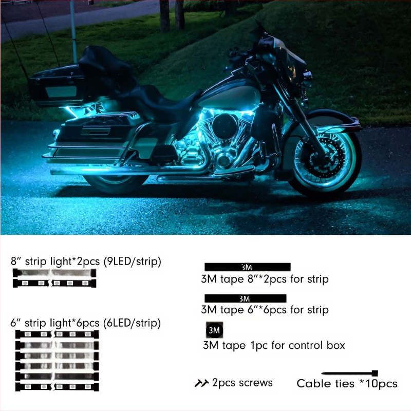 Tarpvalstybinis karšto pardavimo motociklo atmosferos šviesa RGB fantazijos šviesos juostelė su „Bluetooth“ valdymo motociklo atmosferos šviesa