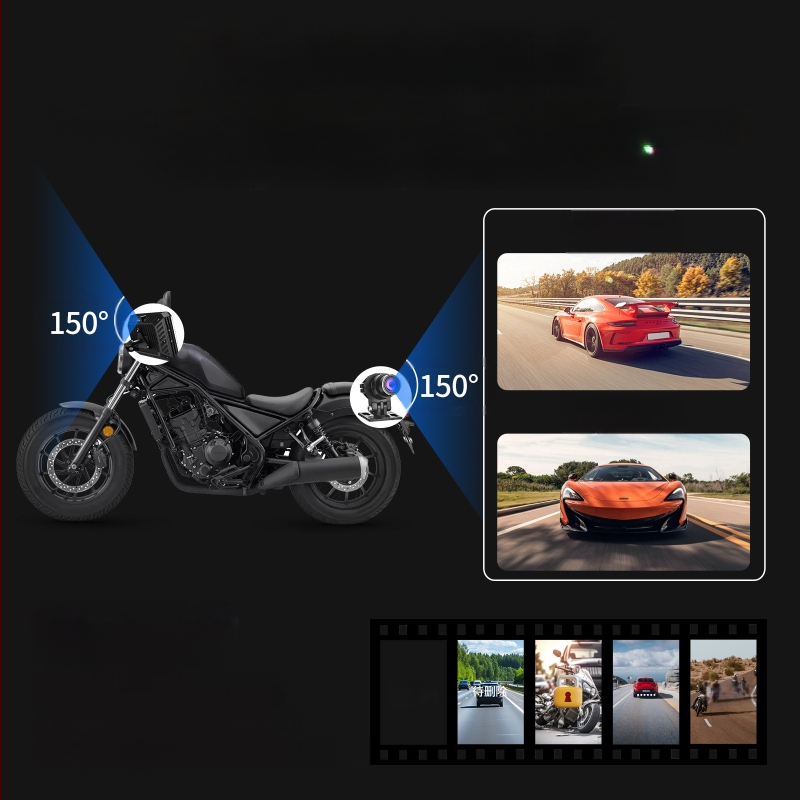 5,5 collu motocikla braukšanas ierakstītājs Bezvadu Carplay projekcijas ekrāna navigācija Riepu spiediena noteikšana Priekšējā un aizmugurējā dubultā lēca