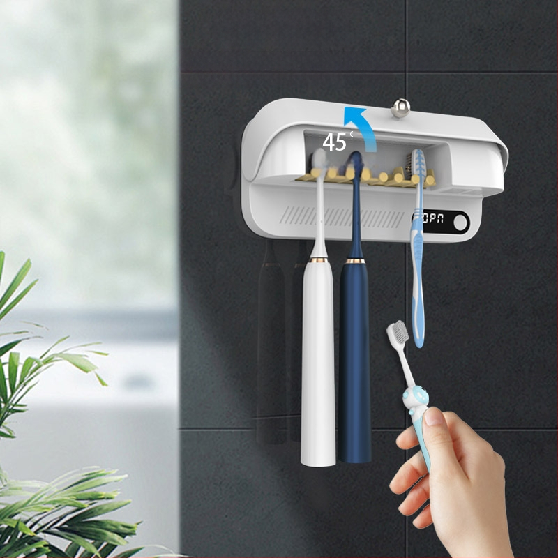 Nauji ultravioletiniai oru džiūstantys dantų šepetėlių sterilizavimo skustuvai su 4 laikymo lentynėlėmis, tvirtinimas be nagų, skustuvai, skirti naudoti įvairiose vietose