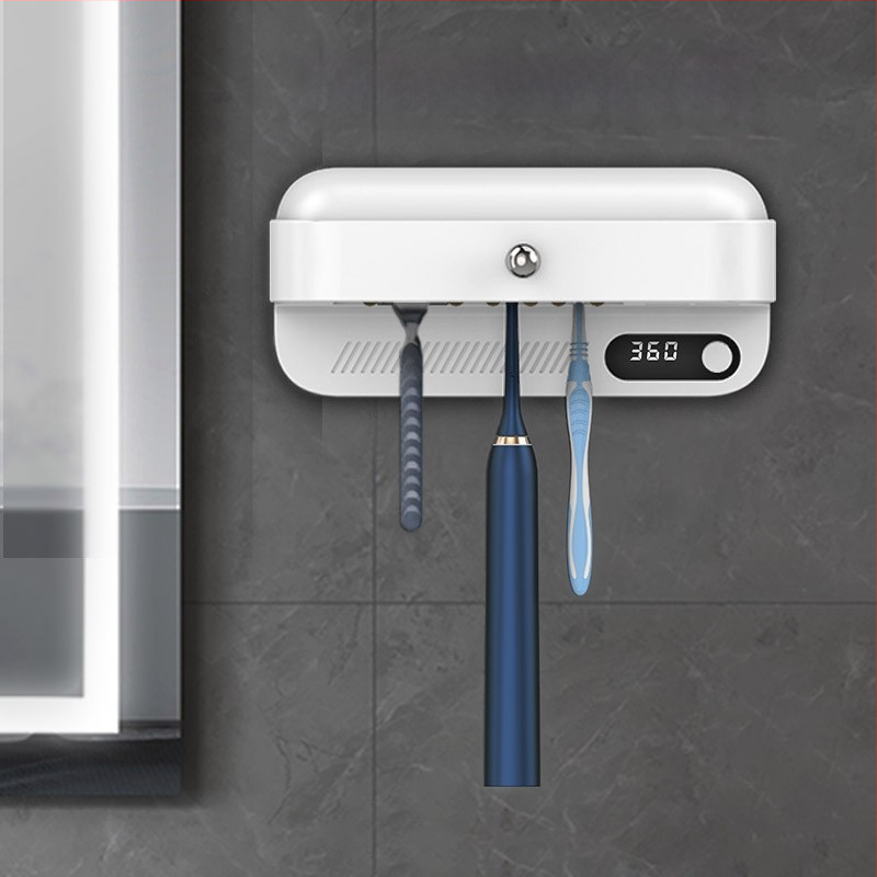 Nauji ultravioletiniai oru džiūstantys dantų šepetėlių sterilizavimo skustuvai su 4 laikymo lentynėlėmis, tvirtinimas be nagų, skustuvai, skirti naudoti įvairiose vietose