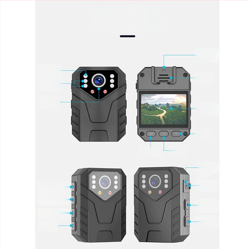 Tiesībaizsardzības iestāžu ierakstītājs uz vietas 4K HD krūšu valkāšanai, daudzfunkcionāls izturības bezvadu ūdensizturīgs muguras klipša kameras patruļai