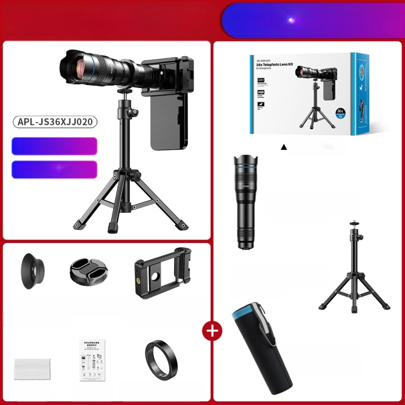 Apexel Export Hot Selling mobiiltelefoni teleobjektiiv 36X Välifotograafia Fotokontsert Pallimäng Eluskalapüügi