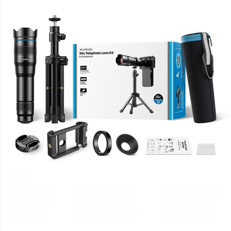 Apexel Export Hot Selling mobiiltelefoni teleobjektiiv 36X Välifotograafia Fotokontsert Pallimäng Eluskalapüügi