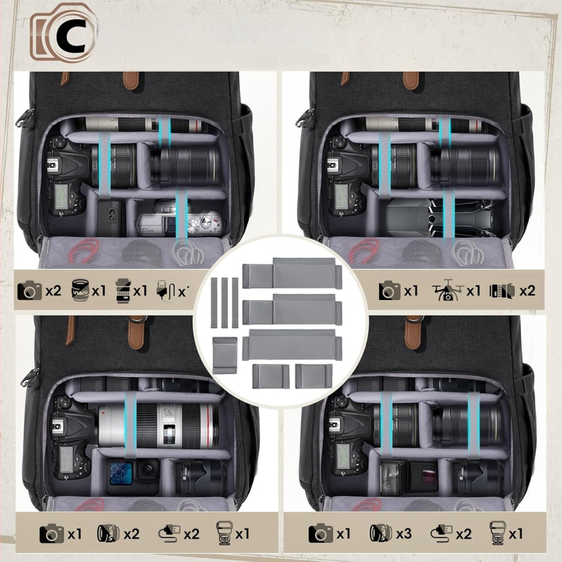 Lihtne vabaaja õueseljakott fotokott veekindel ja kulumiskindel lõuendist seljakott koolikott