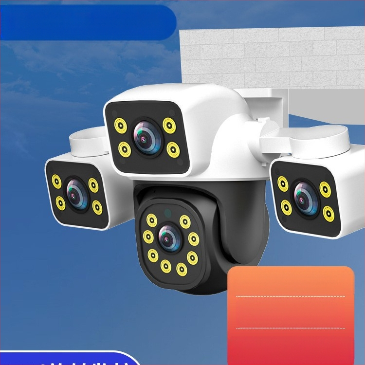Mini háromlencsés, háromképernyős, többszögű megfigyelőrendszer, vezetékes/Wifi hálózati megfigyelőkamera, kültéri, vízálló