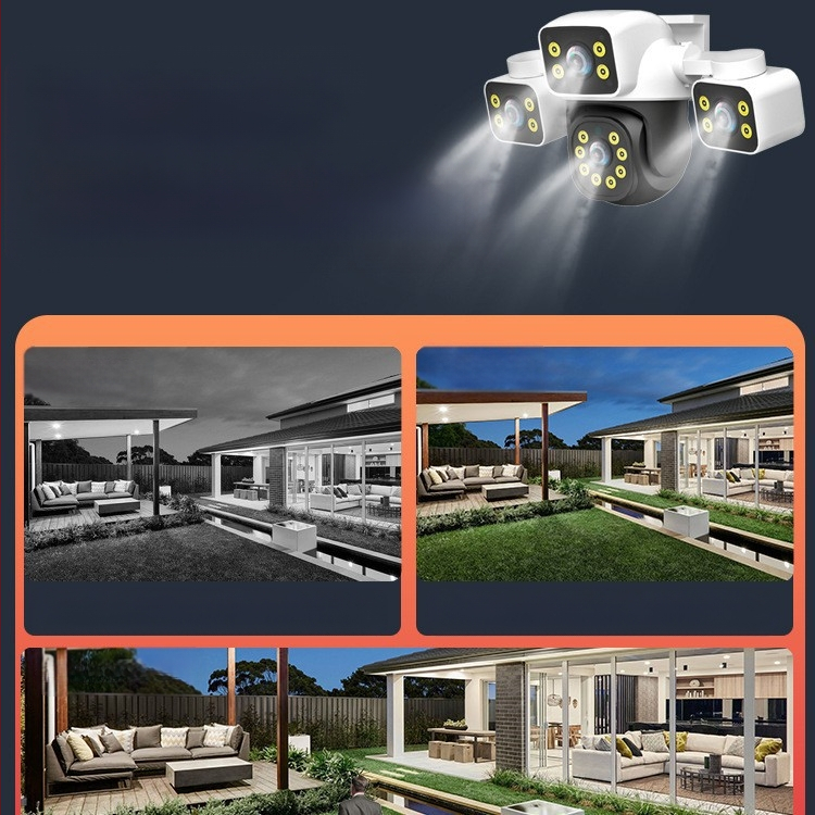 Mini háromlencsés, háromképernyős, többszögű megfigyelőrendszer, vezetékes/Wifi hálózati megfigyelőkamera, kültéri, vízálló