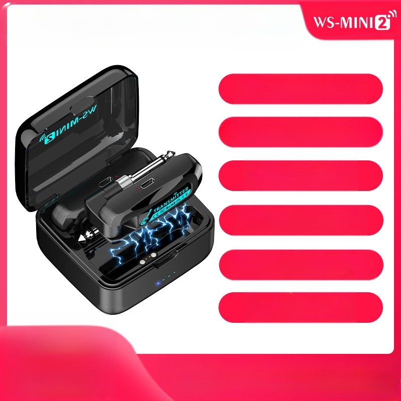 Laadimiskastiga kitarri traadita saatja heli traadita transiiver elektrilise muusikariista traadita edastustransiiver WS-M