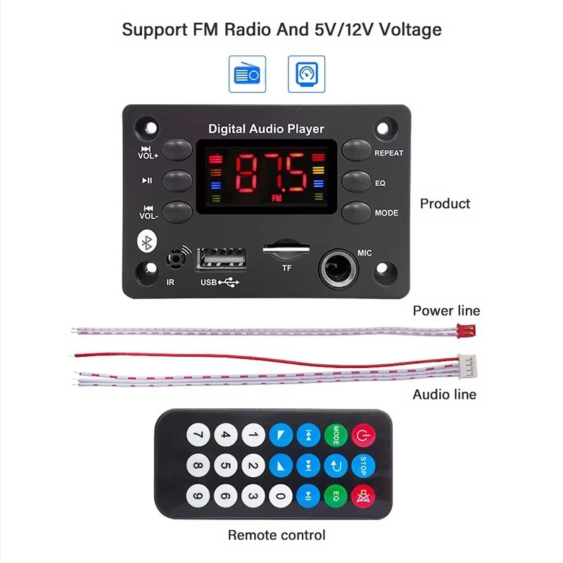 Bluetooth MP3 dekooderplaat käed-vabad auto WMA audio mikrofon raadio MP3 muusikapleier kõlar