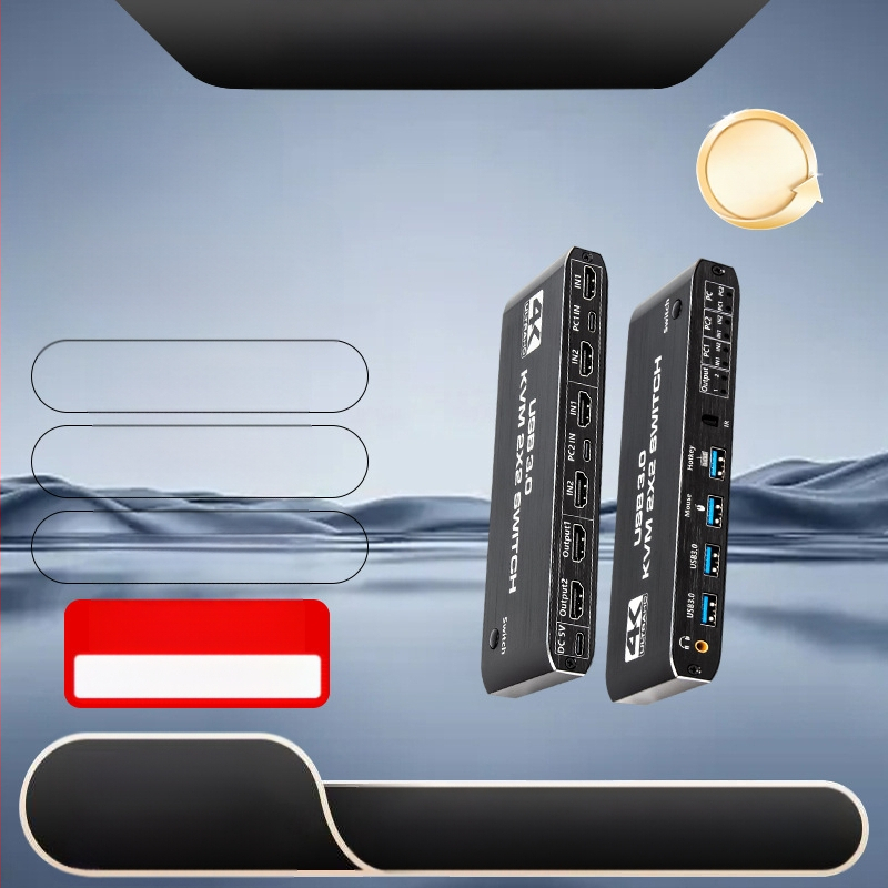 4K HD KVM-lüliti 2 sisendi ja 2 väljundiga maatriksi hostarvuti kahe ekraaniga laiendatud kuvariga usb3.0 turustaja