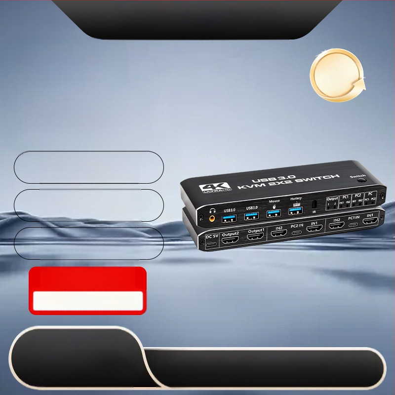 4K HD KVM-lüliti 2 sisendi ja 2 väljundiga maatriksi hostarvuti kahe ekraaniga laiendatud kuvariga usb3.0 turustaja