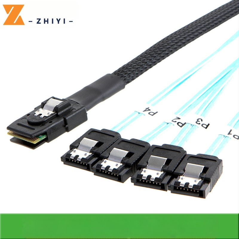 Mini SAS 8087 kuni 4 SATA SAS 36p kuni SATA3.0 SSD andmekaabel edasisuunas