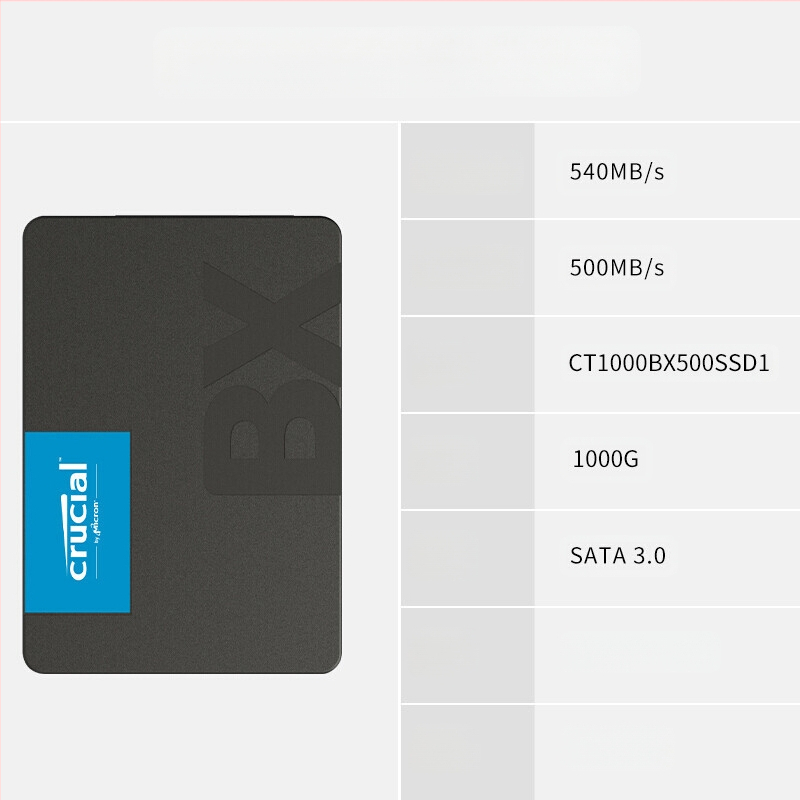 Kehtib INRIDA BX500 1TB SSD jaoks SSD SATA3.0 Liides Lugemiskiirus 540 MB/s