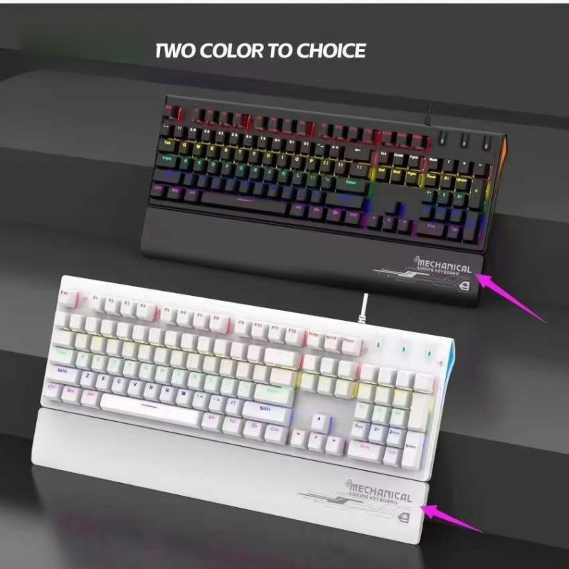 „De Yilong deiogDY-105“ laidinė mechaninė klaviatūra biurui, e. sporto žaidimams, stacionarus kompiuteris, RGB, tikra mechaninė