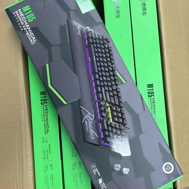 „De Yilong deiogDY-105“ laidinė mechaninė klaviatūra biurui, e. sporto žaidimams, stacionarus kompiuteris, RGB, tikra mechaninė