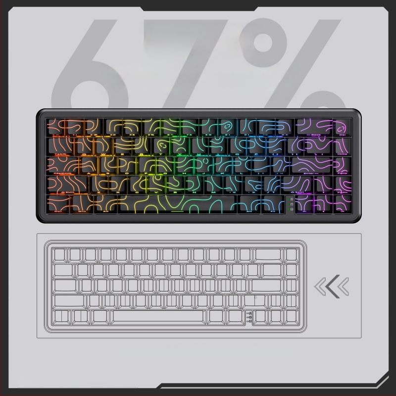 ONIKUMA G67 magnetinės ašies mechaninė klaviatūra, kontūrinė, šoninė, graviruota, laidinė, RGB, mažo vėlavimo, 8K apklausų dažnio, magnetinė ašis