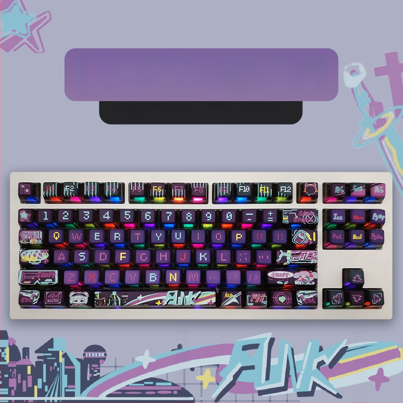 Tume öölilla hele teema klahvikork PBT neljapoolne läbipaistev termiline sublimatsioon MDA kahekordse nahaga piimapallikork 84/87/98/117