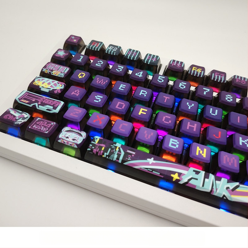 Tume öölilla hele teema klahvikork PBT neljapoolne läbipaistev termiline sublimatsioon MDA kahekordse nahaga piimapallikork 84/87/98/117