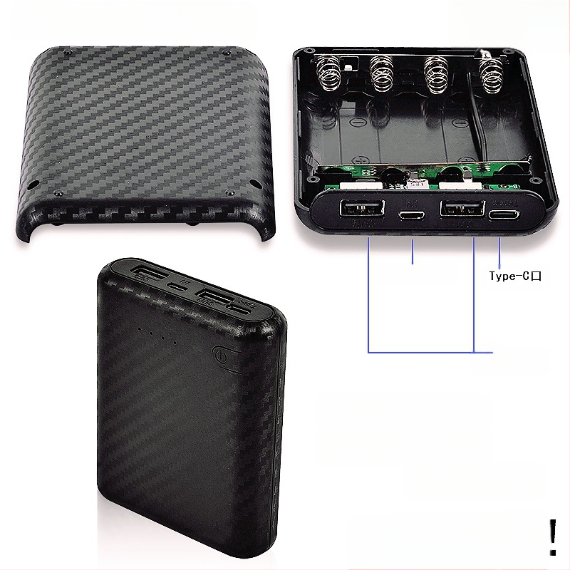 Vairumtirdzniecības Power Bank 4 šūnu 18650 akumulatora kaste Mobilais barošanas avots Bez metināšanas ligzdošanas materiāls DIY Power Bank apvalka ligzdošanas materiāls