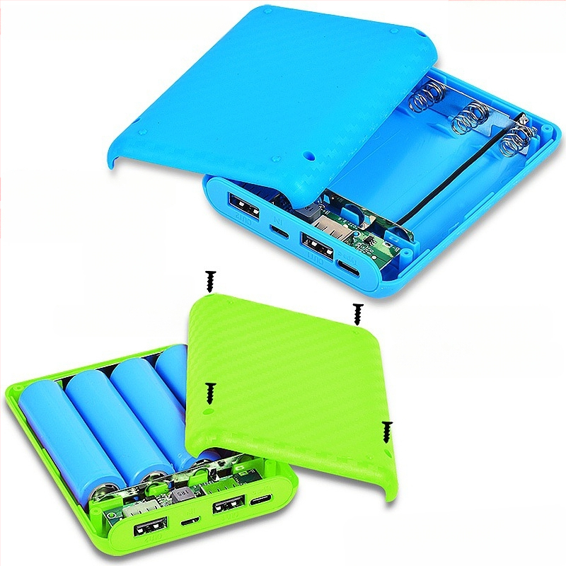 Vairumtirdzniecības Power Bank 4 šūnu 18650 akumulatora kaste Mobilais barošanas avots Bez metināšanas ligzdošanas materiāls DIY Power Bank apvalka ligzdošanas materiāls