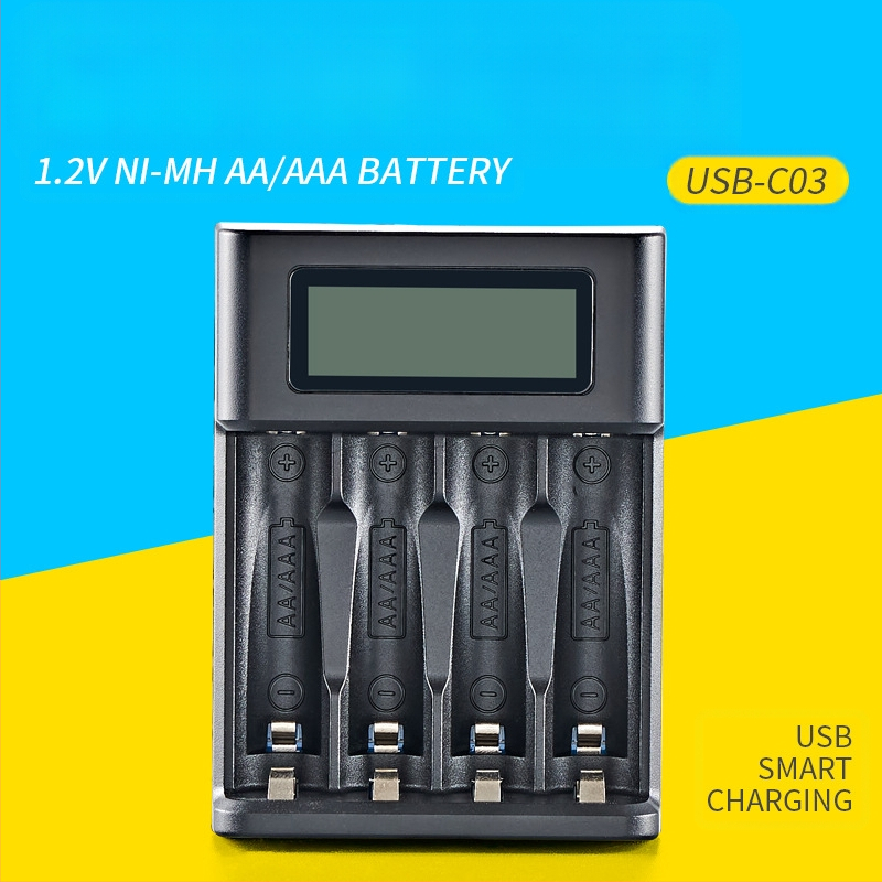 LCD ekrano įkroviklis Nr. 5 Nr. 7 Didelės talpos Nimm Ni-Mh 1,2 V įkraunama baterija 4 lizdai USB išmanusis greitasis įkrovimas