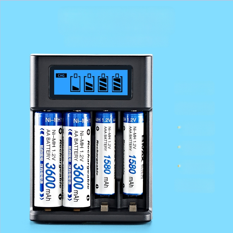 LCD ekrano įkroviklis Nr. 5 Nr. 7 Didelės talpos Nimm Ni-Mh 1,2 V įkraunama baterija 4 lizdai USB išmanusis greitasis įkrovimas